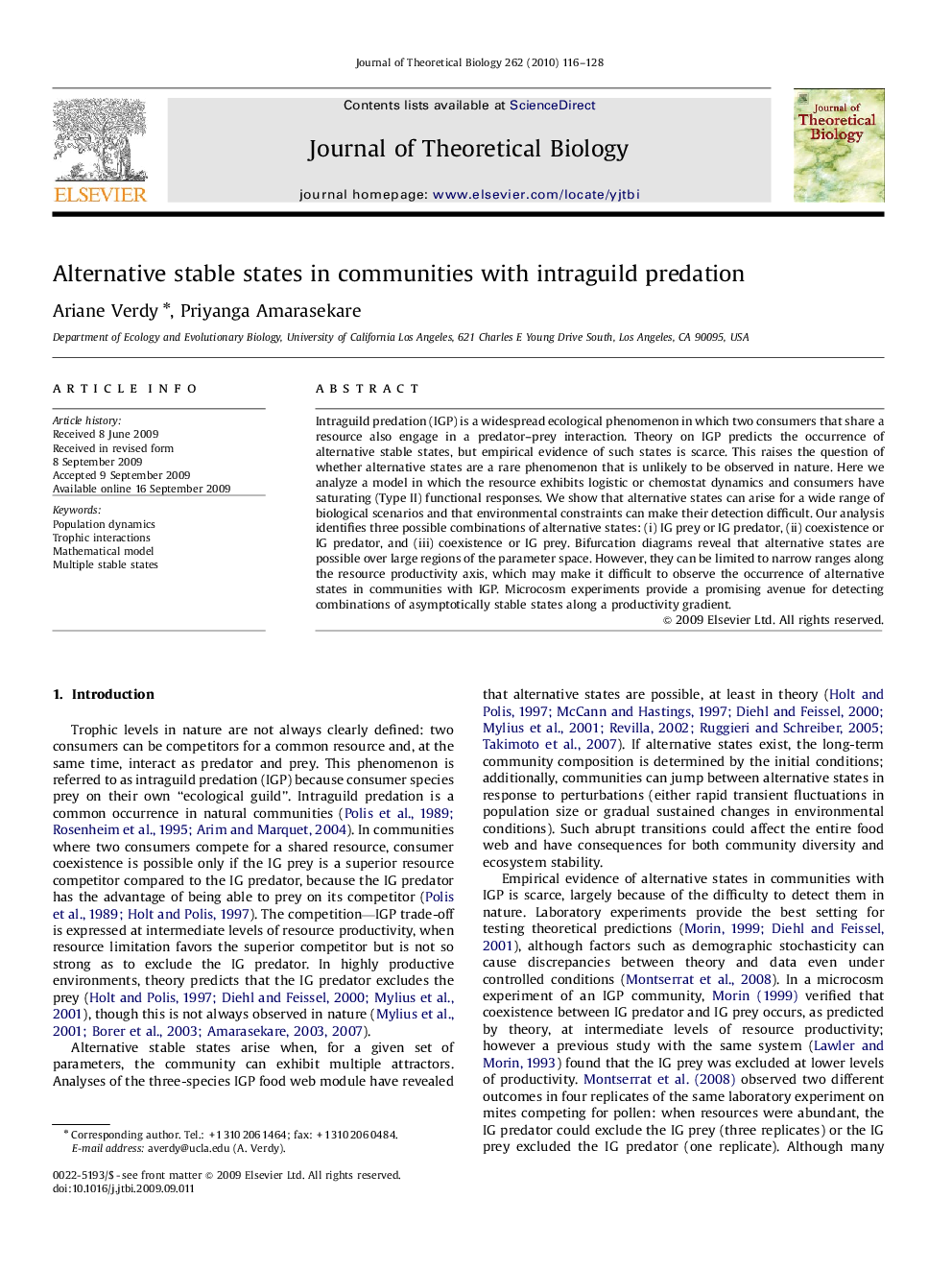 Alternative stable states in communities with intraguild predation