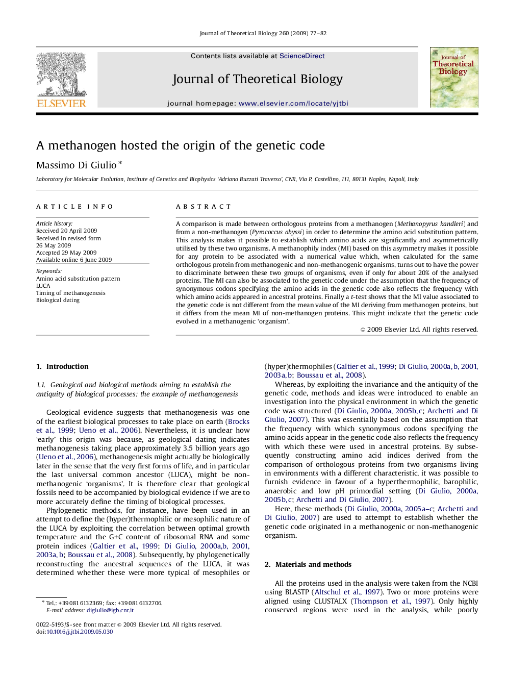 A methanogen hosted the origin of the genetic code