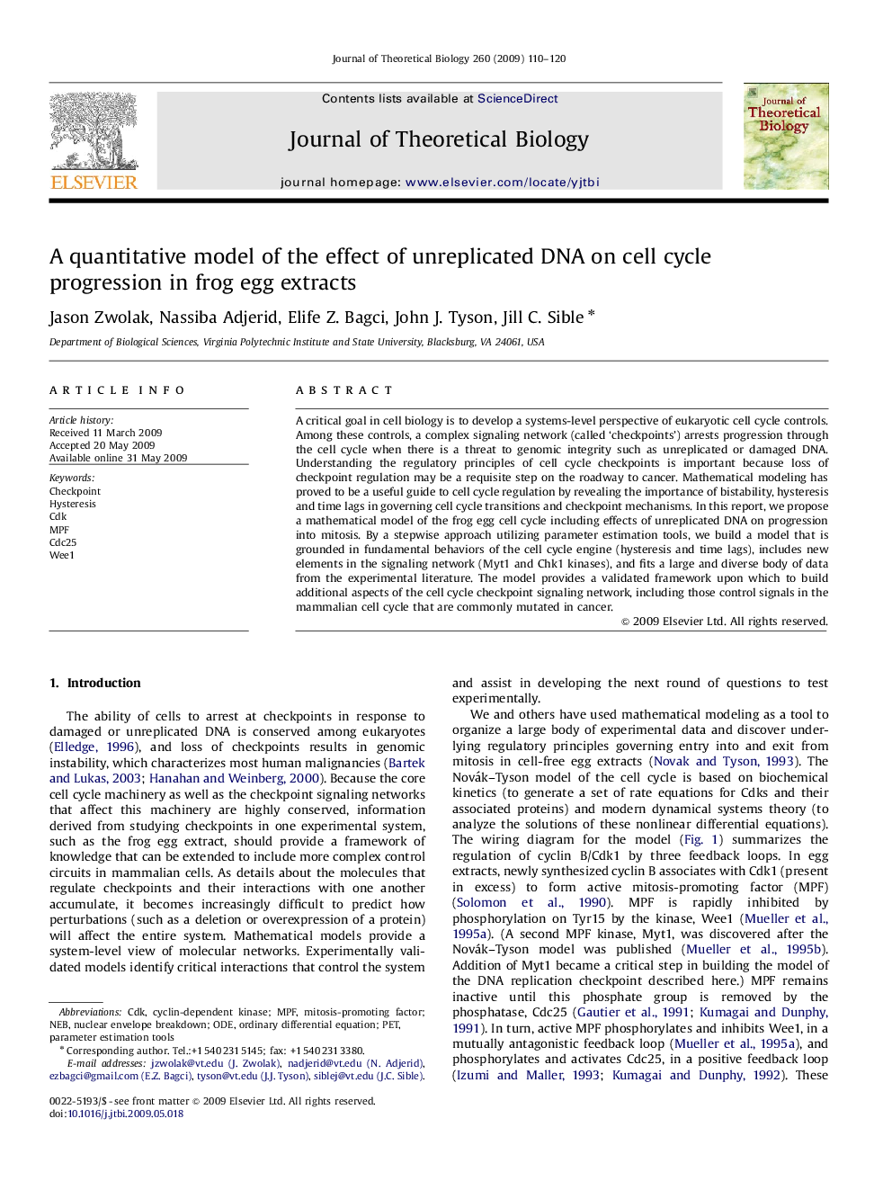 A quantitative model of the effect of unreplicated DNA on cell cycle progression in frog egg extracts