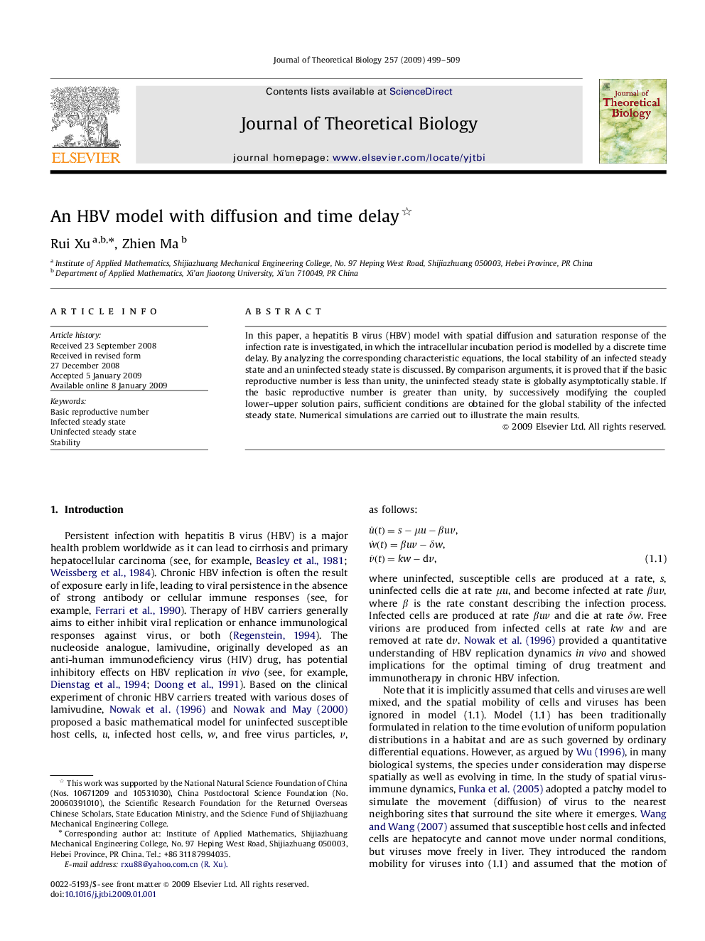 An HBV model with diffusion and time delay 