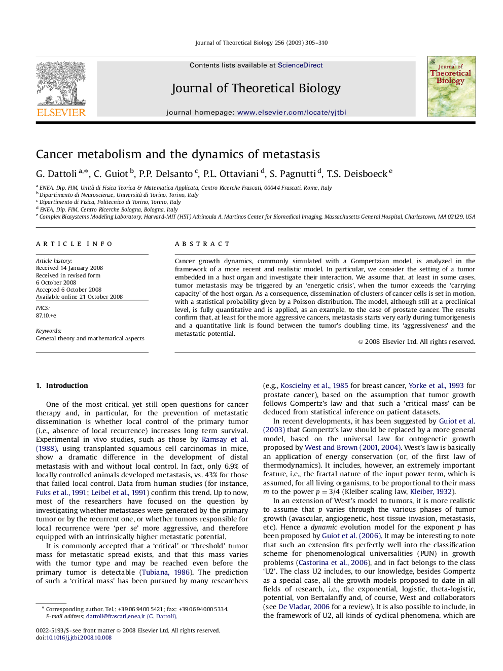 Cancer metabolism and the dynamics of metastasis