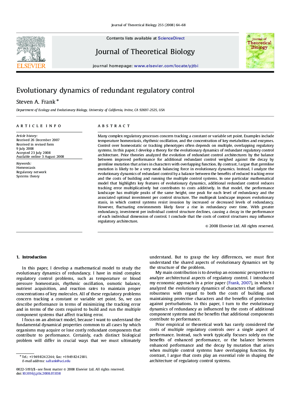 Evolutionary dynamics of redundant regulatory control