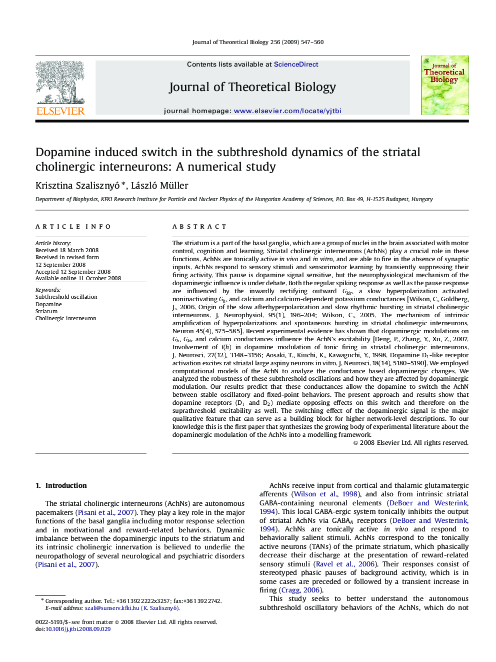 Dopamine induced switch in the subthreshold dynamics of the striatal cholinergic interneurons: A numerical study