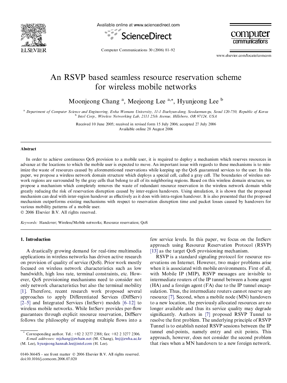 An RSVP based seamless resource reservation scheme for wireless mobile networks