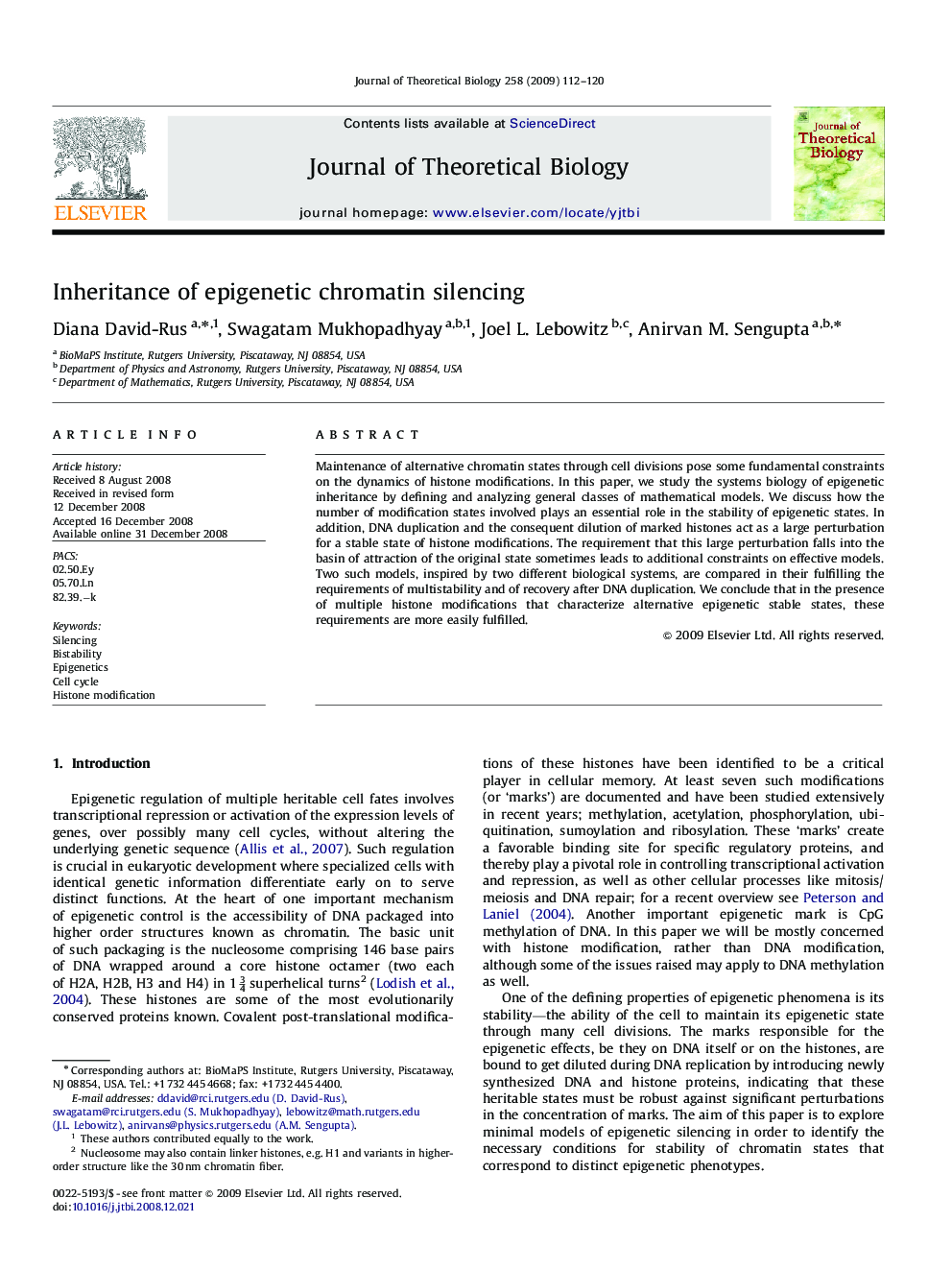 Inheritance of epigenetic chromatin silencing