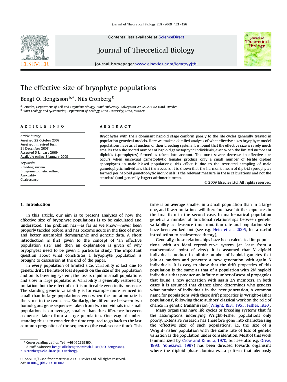 The effective size of bryophyte populations