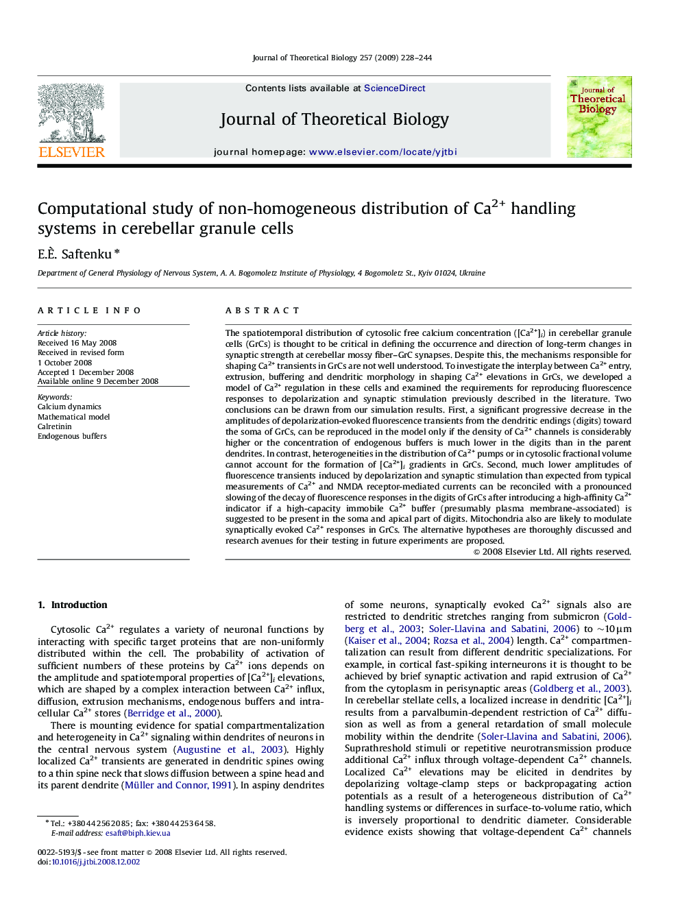 Computational study of non-homogeneous distribution of Ca2+ handling systems in cerebellar granule cells