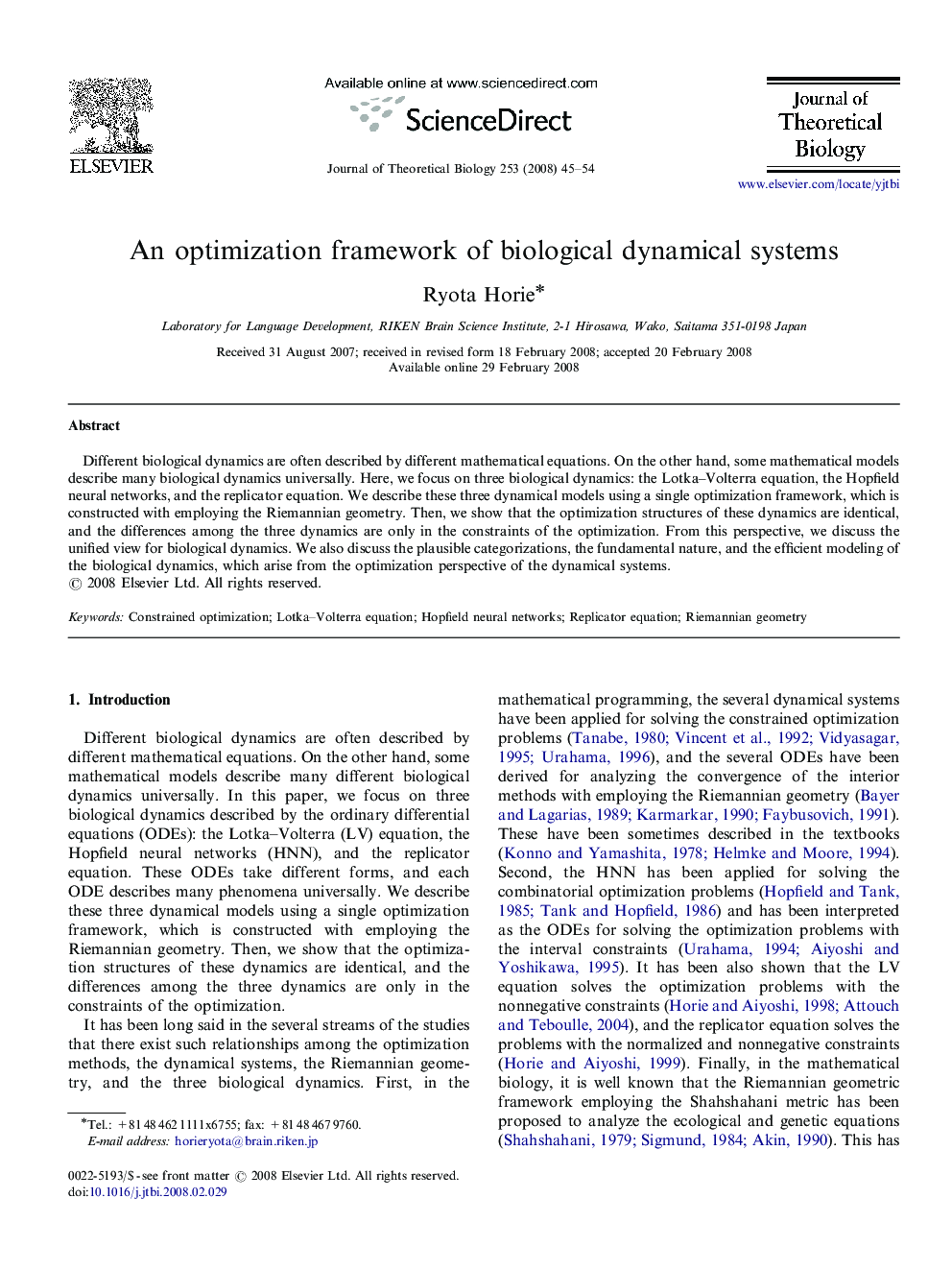 An optimization framework of biological dynamical systems