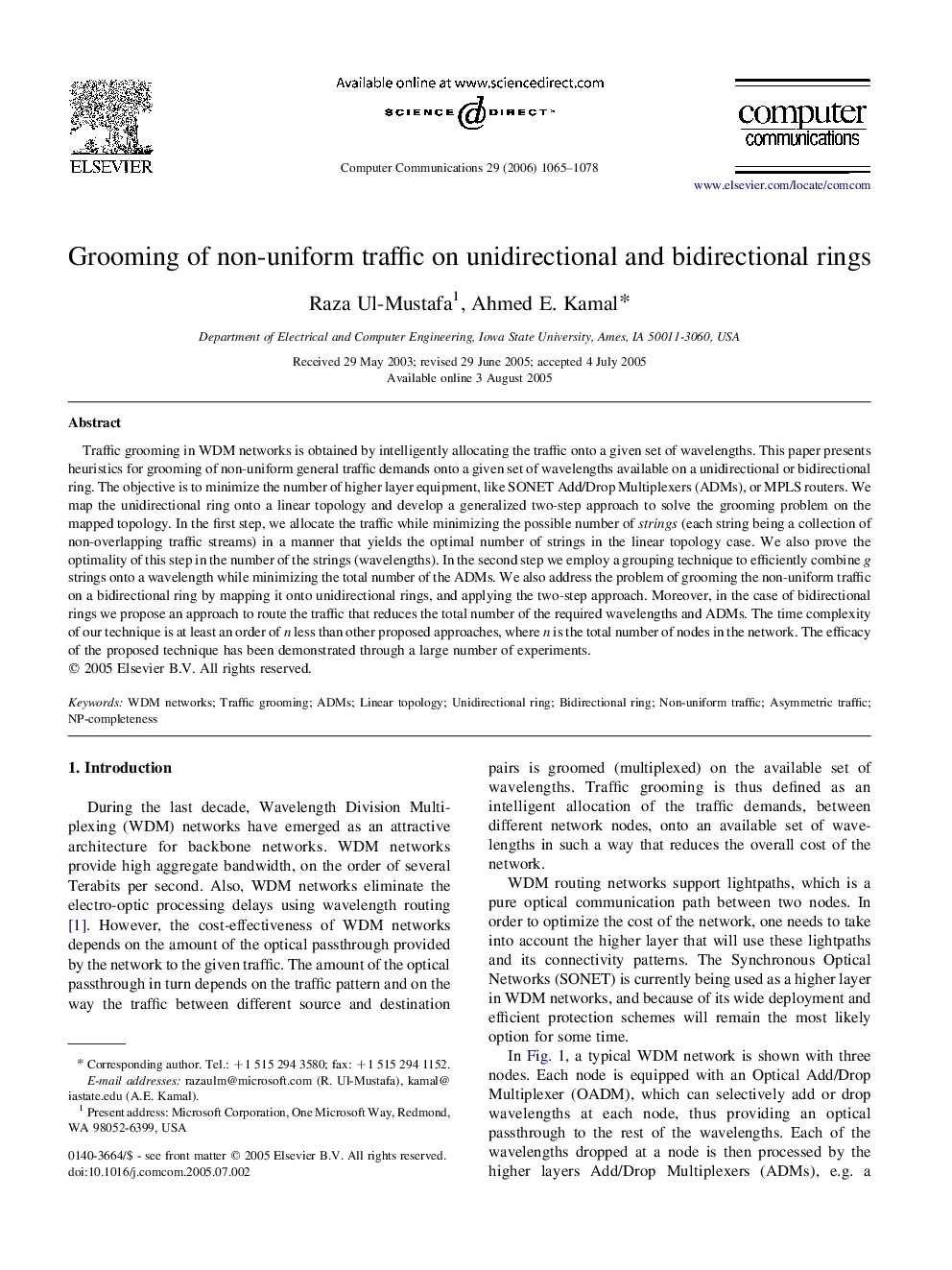 Grooming of non-uniform traffic on unidirectional and bidirectional rings