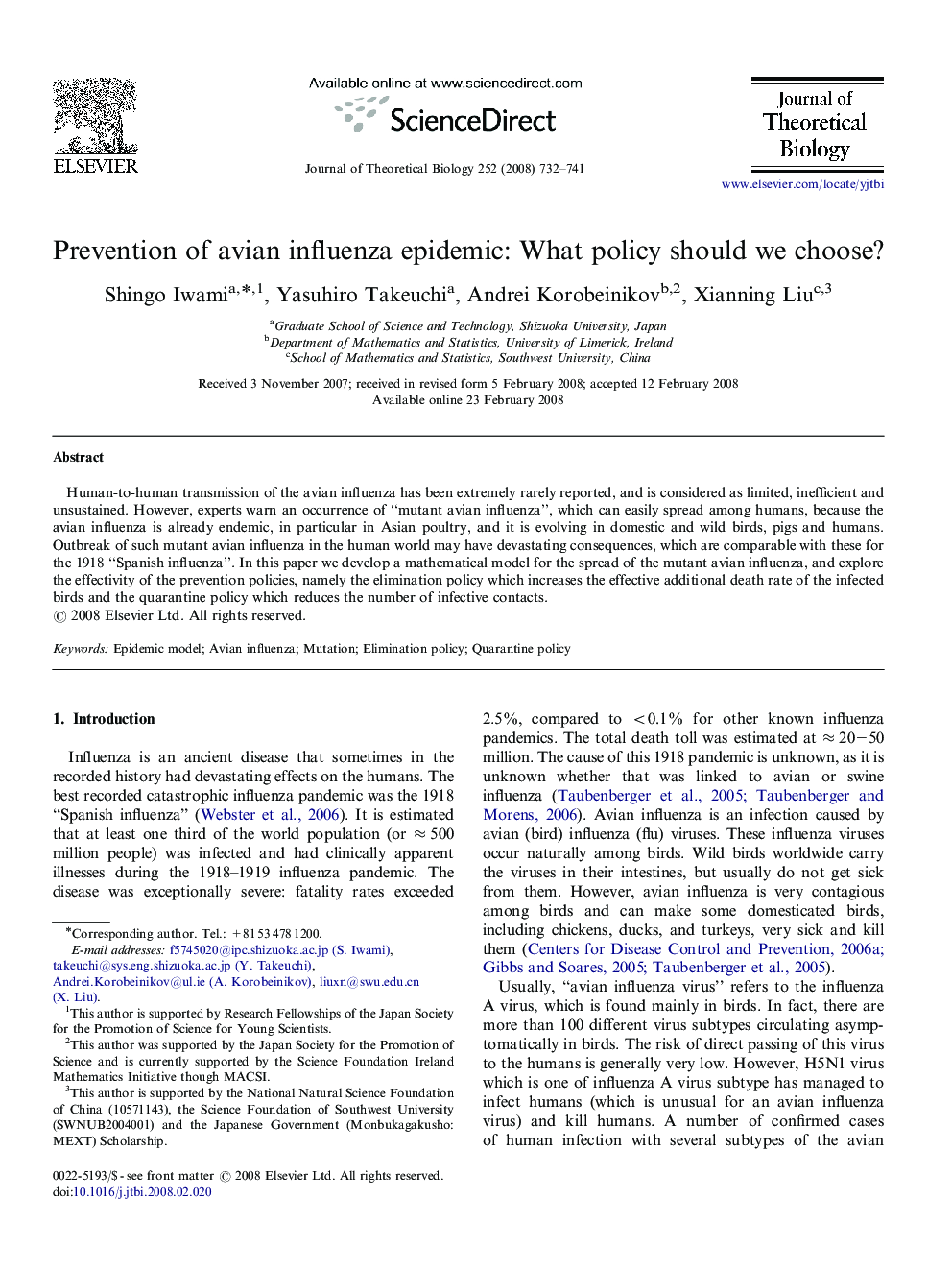 Prevention of avian influenza epidemic: What policy should we choose?