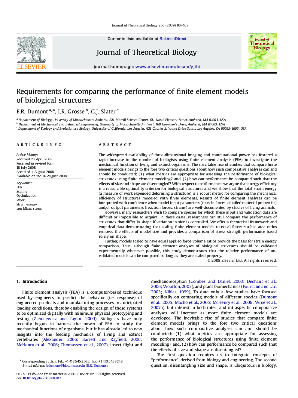 Requirements for comparing the performance of finite element models of biological structures