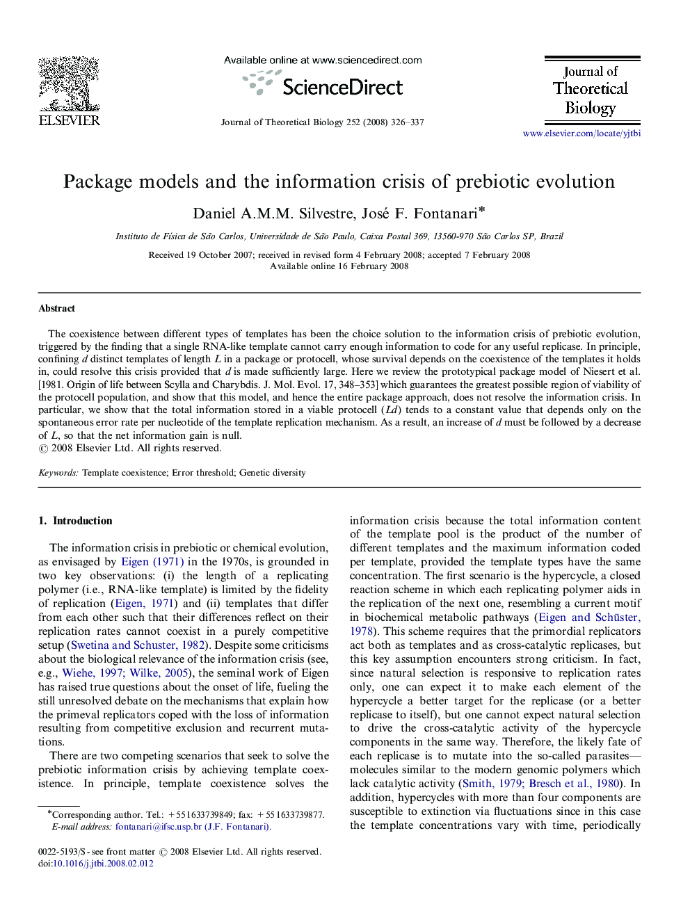 Package models and the information crisis of prebiotic evolution