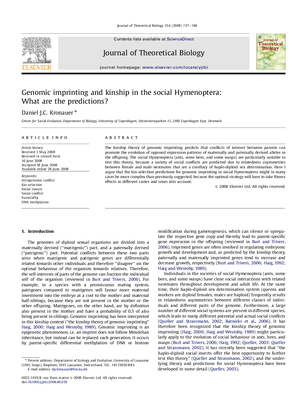 Genomic imprinting and kinship in the social Hymenoptera: What are the predictions?