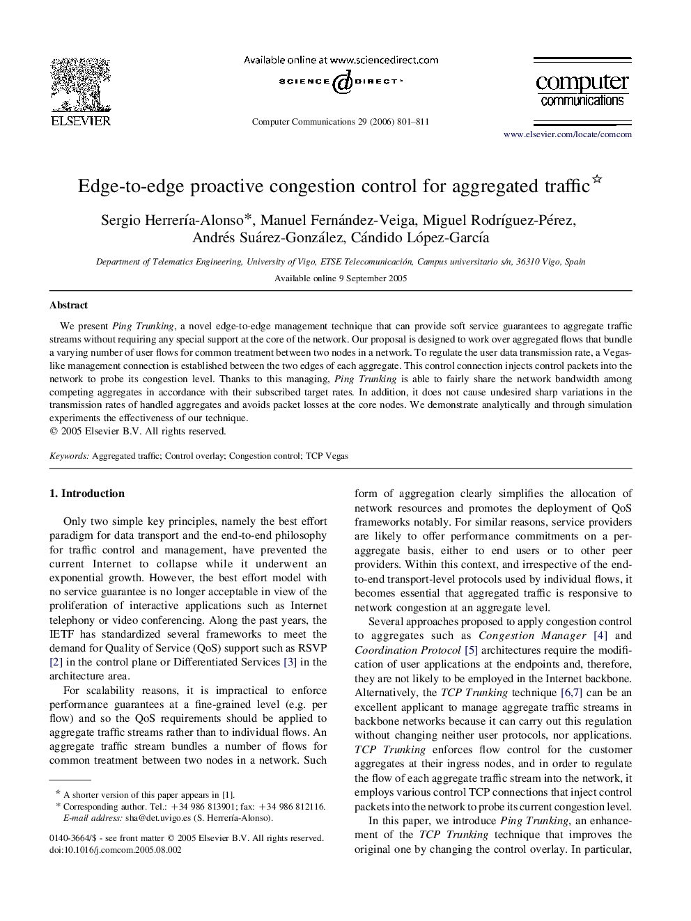 Edge-to-edge proactive congestion control for aggregated traffic 