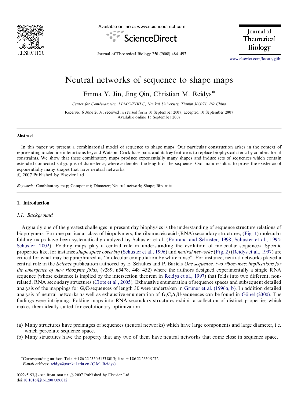 Neutral networks of sequence to shape maps