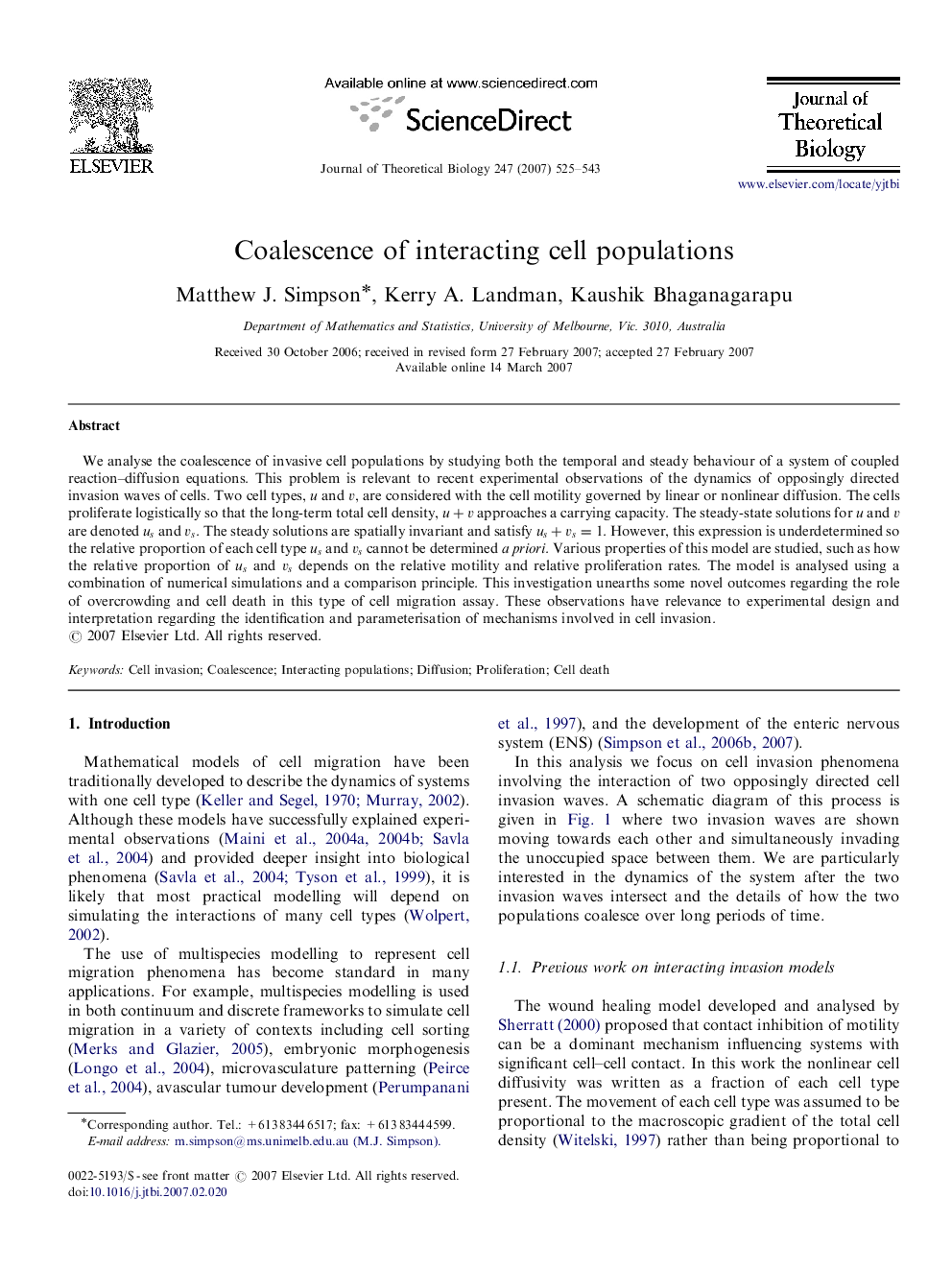 Coalescence of interacting cell populations