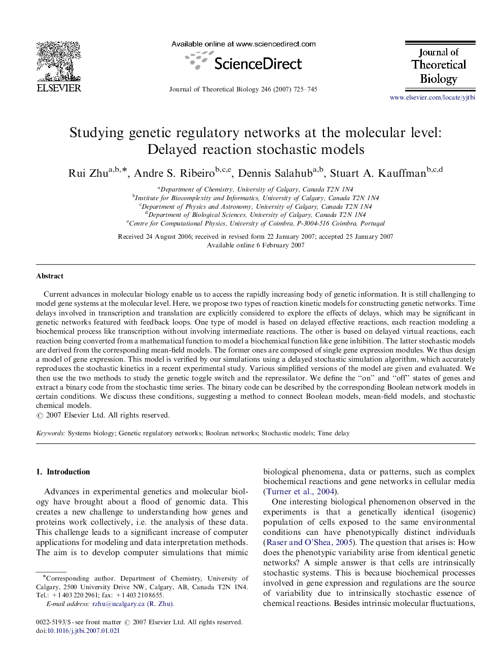 Studying genetic regulatory networks at the molecular level: Delayed reaction stochastic models