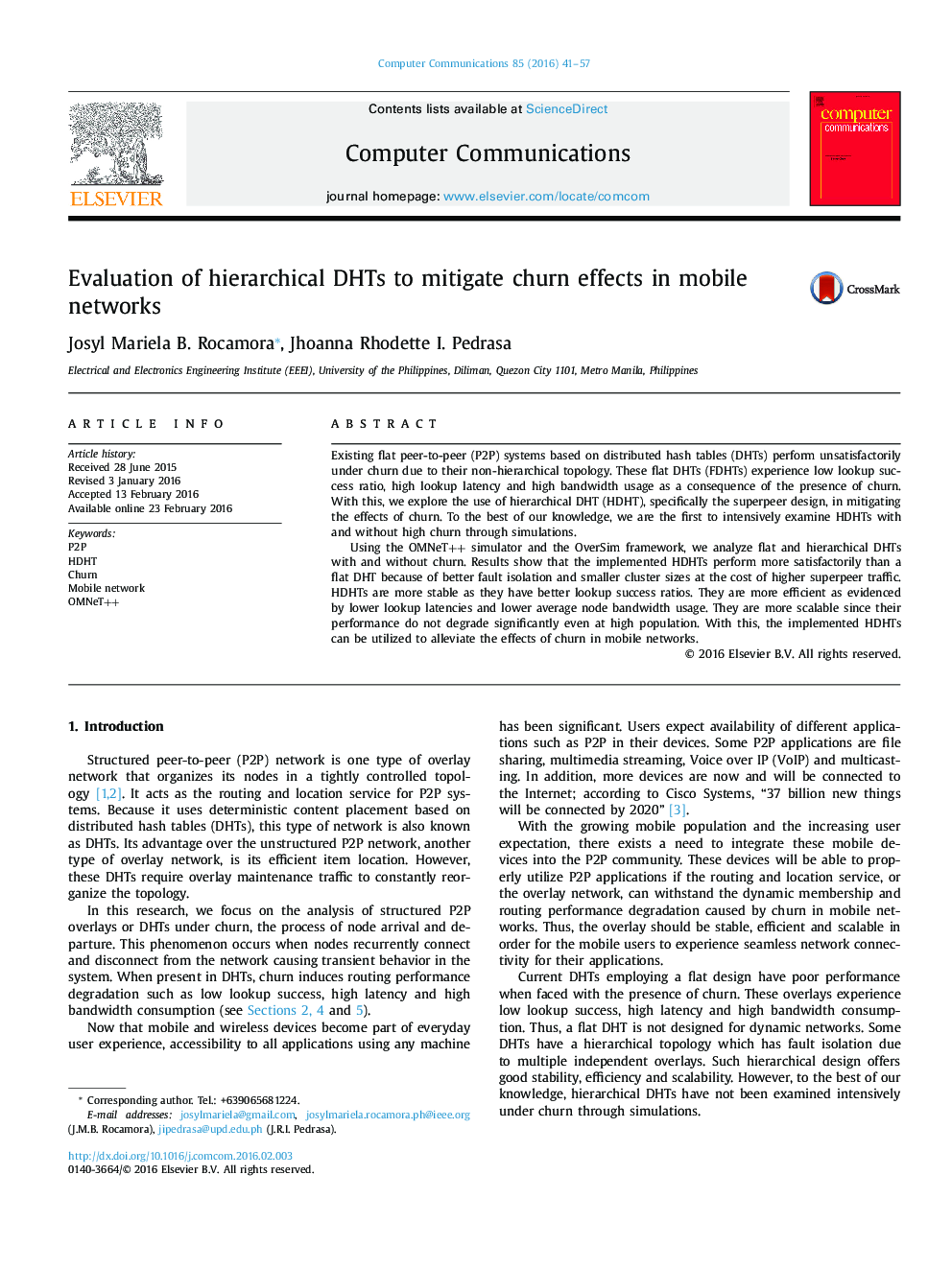 Evaluation of hierarchical DHTs to mitigate churn effects in mobile networks