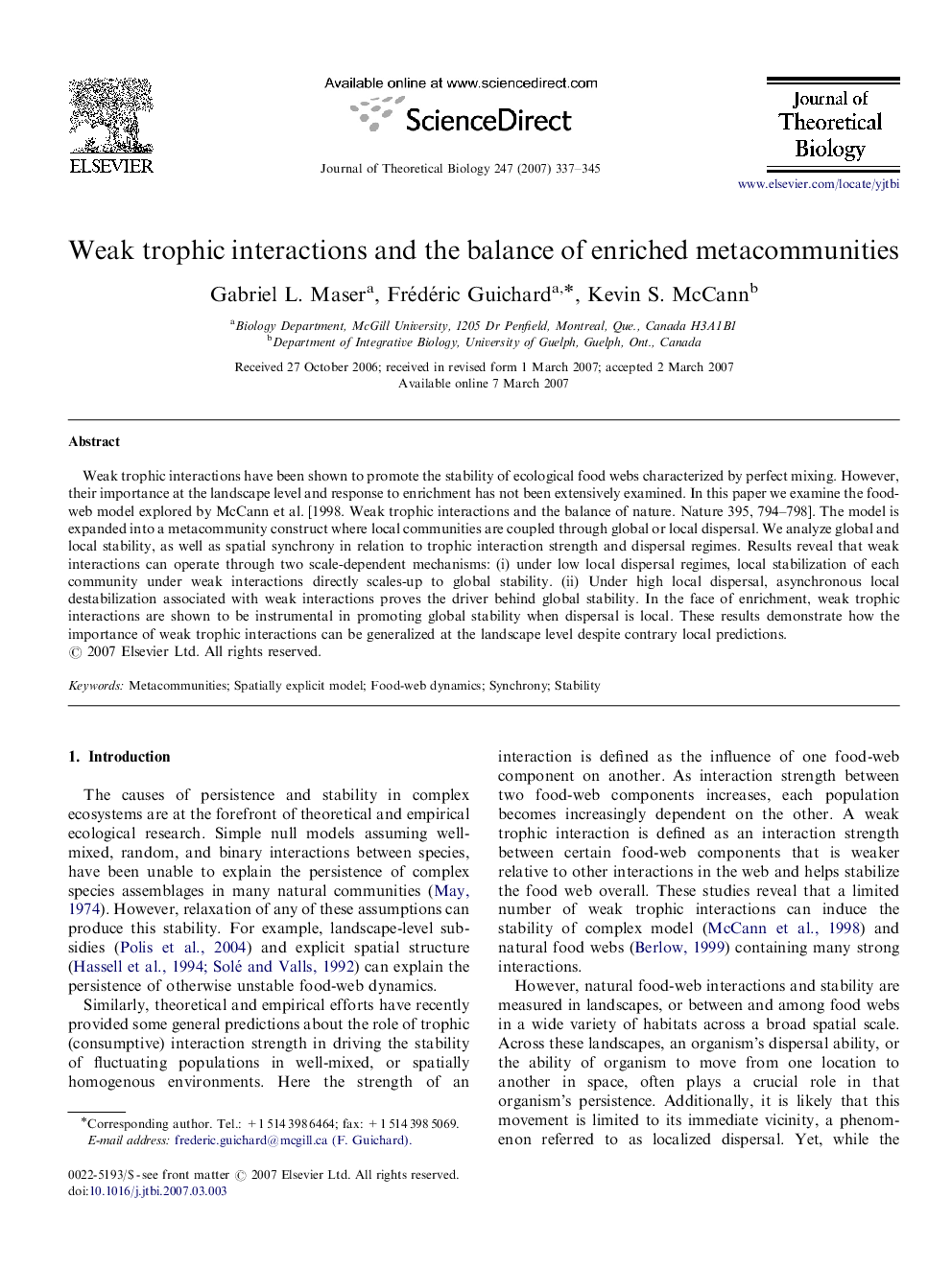 Weak trophic interactions and the balance of enriched metacommunities