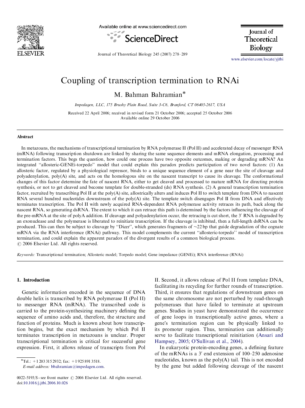 Coupling of transcription termination to RNAi