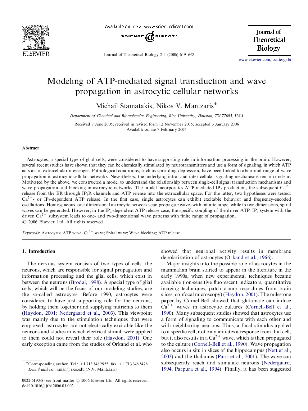 Modeling of ATP-mediated signal transduction and wave propagation in astrocytic cellular networks