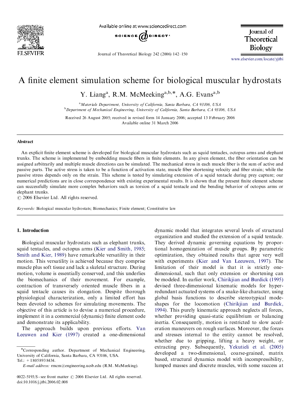 A finite element simulation scheme for biological muscular hydrostats