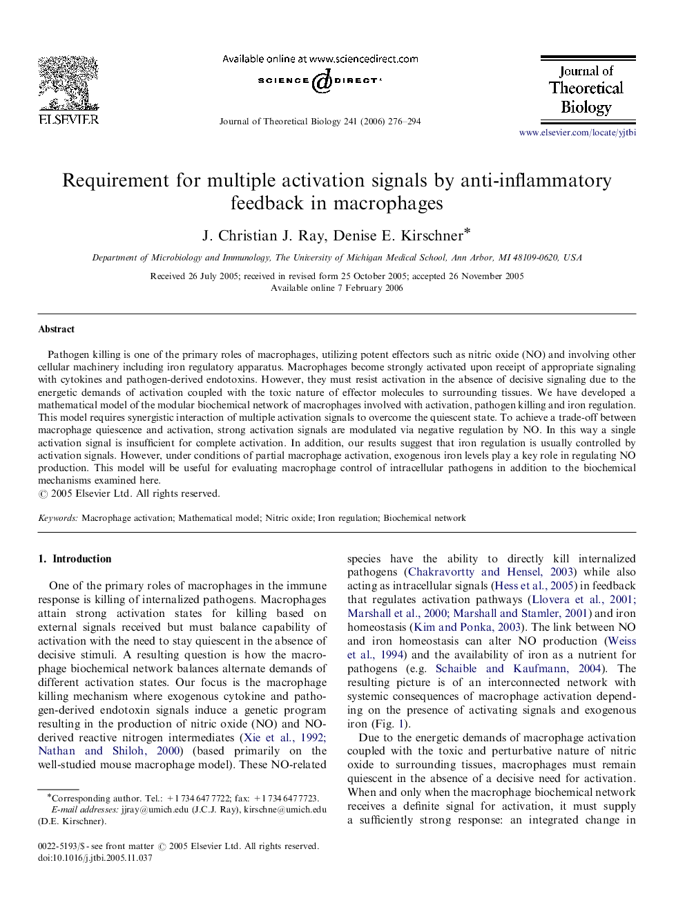 Requirement for multiple activation signals by anti-inflammatory feedback in macrophages