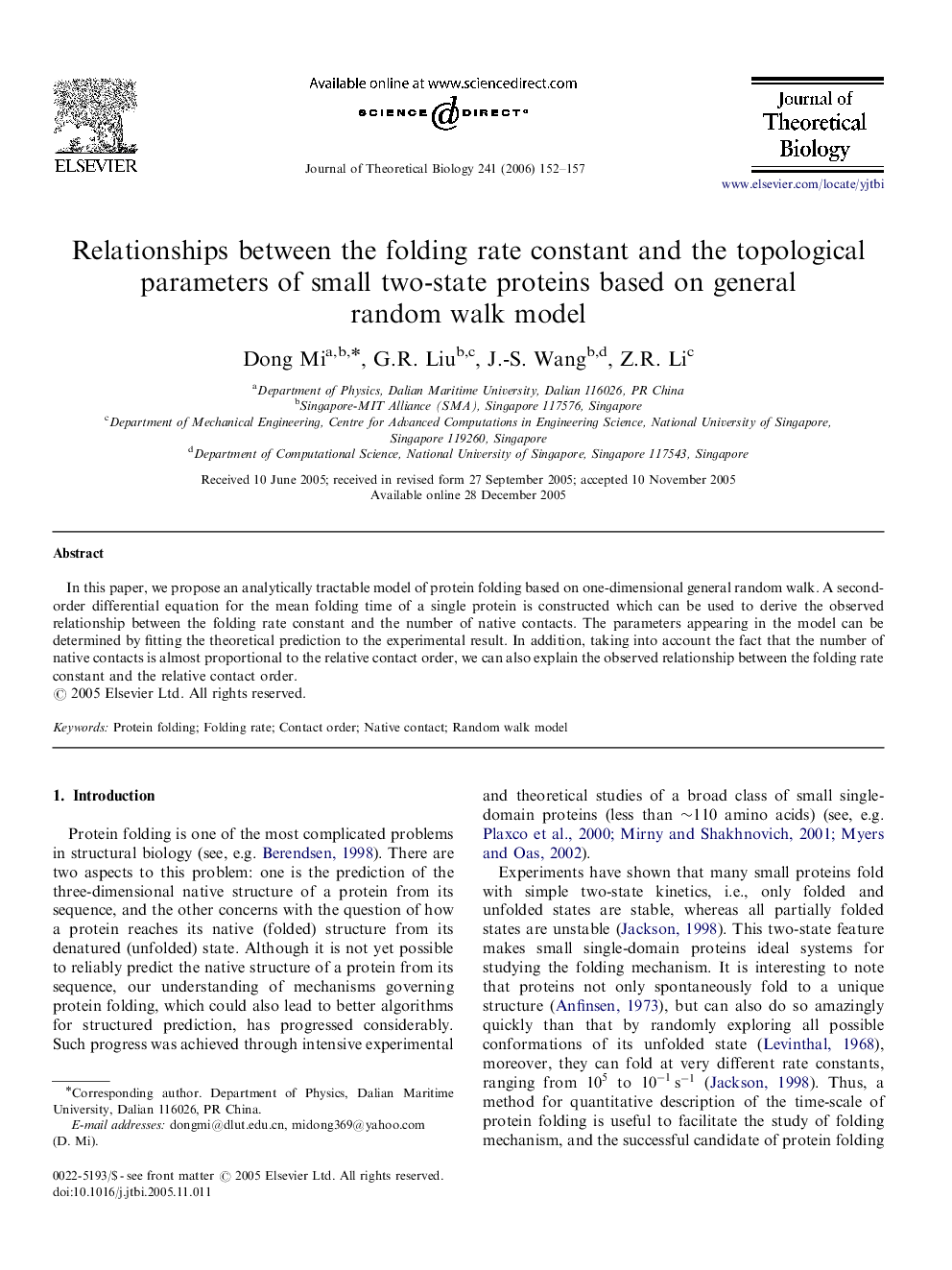 Relationships between the folding rate constant and the topological parameters of small two-state proteins based on general random walk model