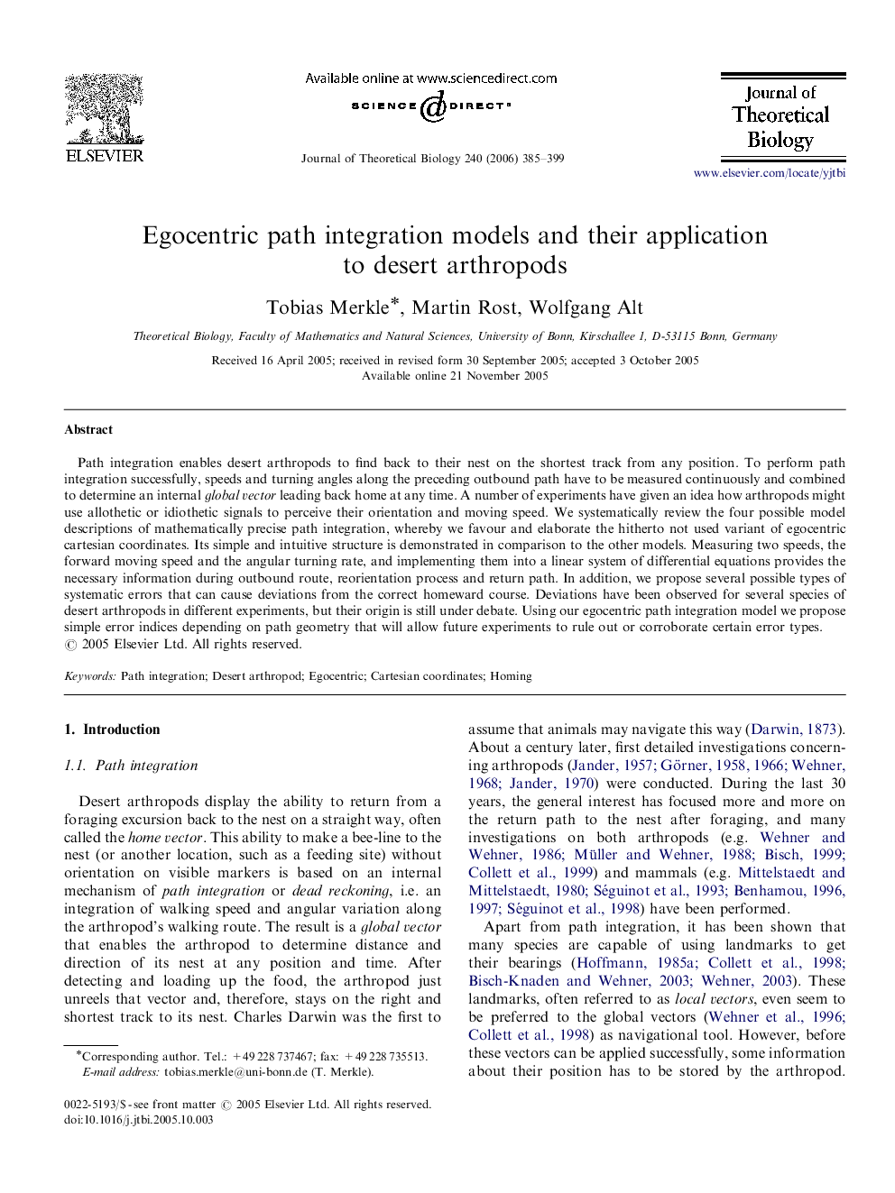 Egocentric path integration models and their application to desert arthropods