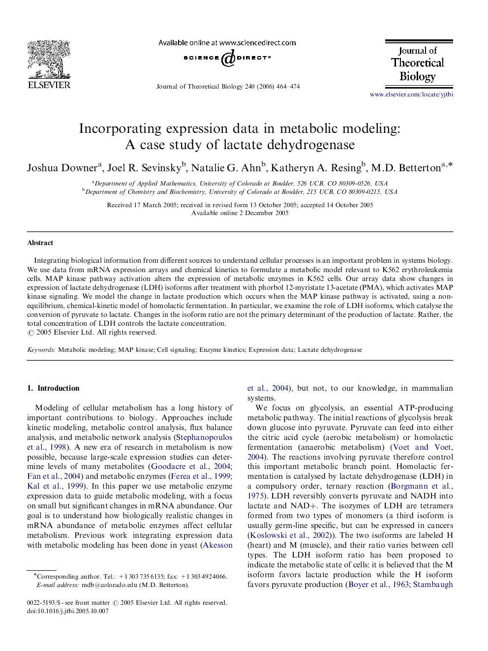 Incorporating expression data in metabolic modeling: A case study of lactate dehydrogenase