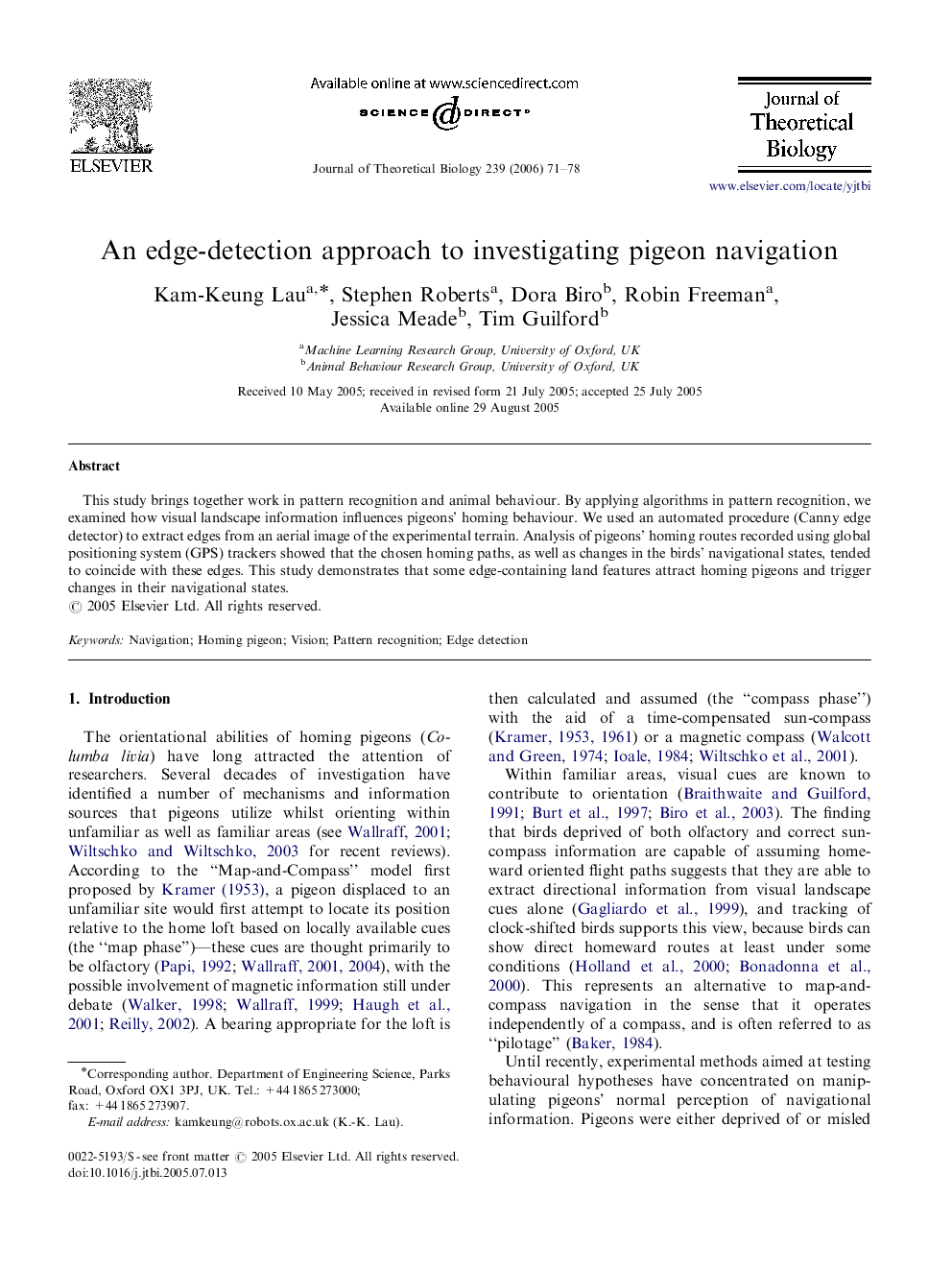 An edge-detection approach to investigating pigeon navigation