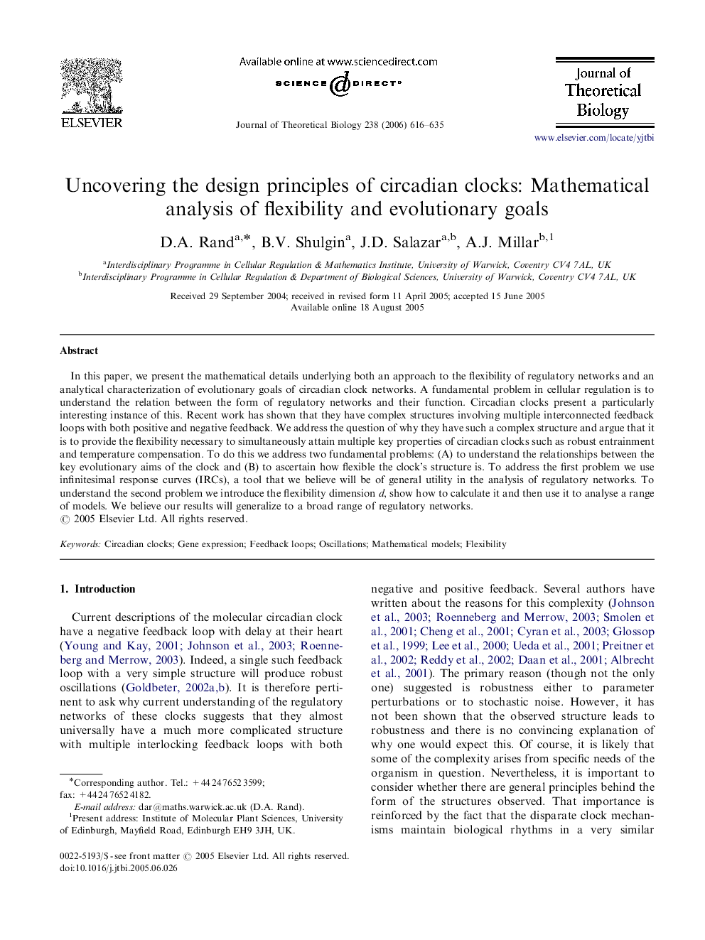 Uncovering the design principles of circadian clocks: Mathematical analysis of flexibility and evolutionary goals