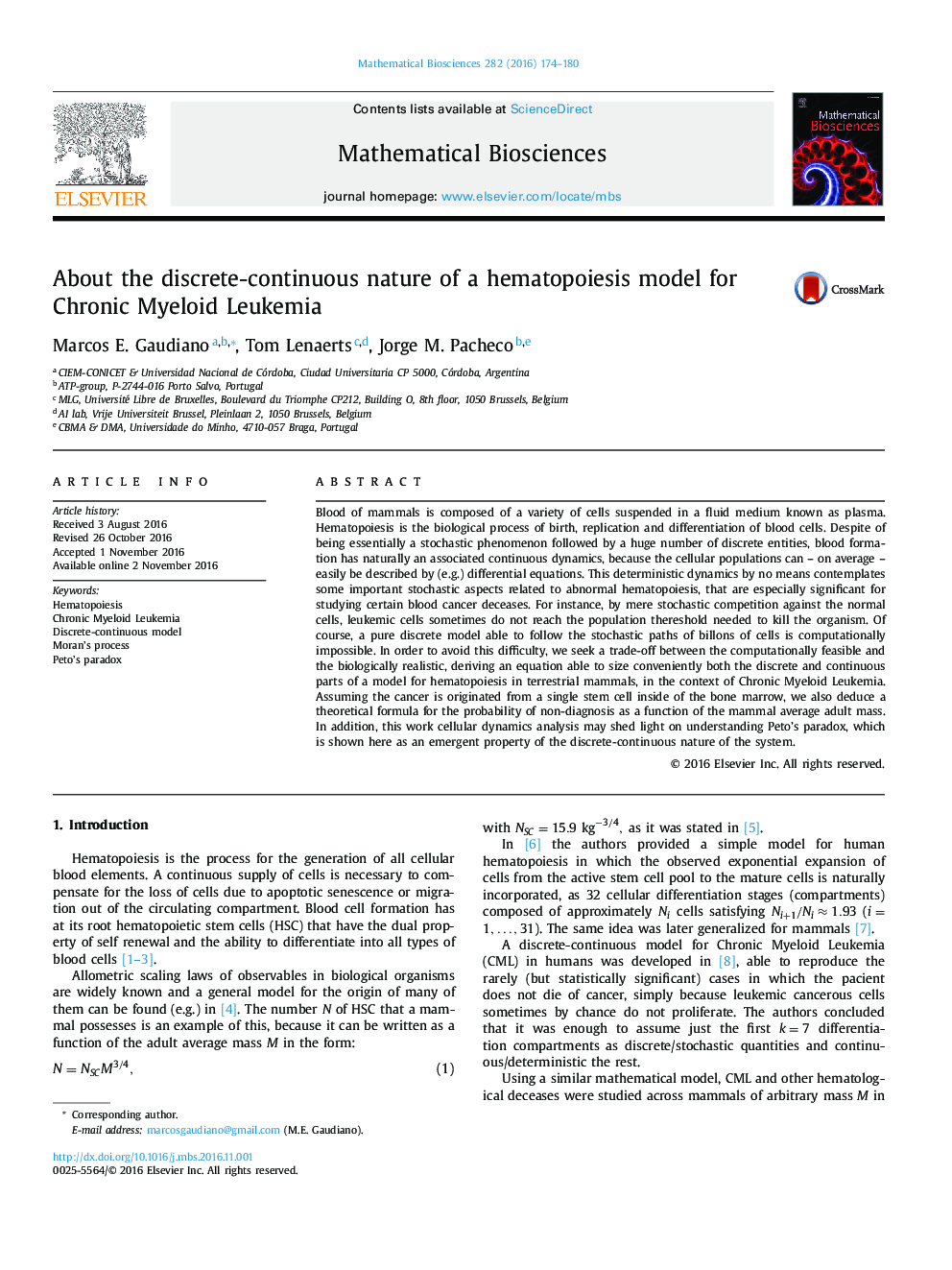 About the discrete-continuous nature of a hematopoiesis model for Chronic Myeloid Leukemia