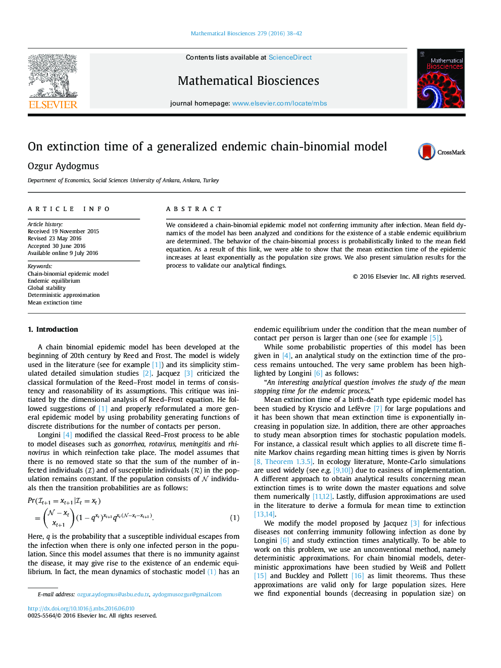 On extinction time of a generalized endemic chain-binomial model