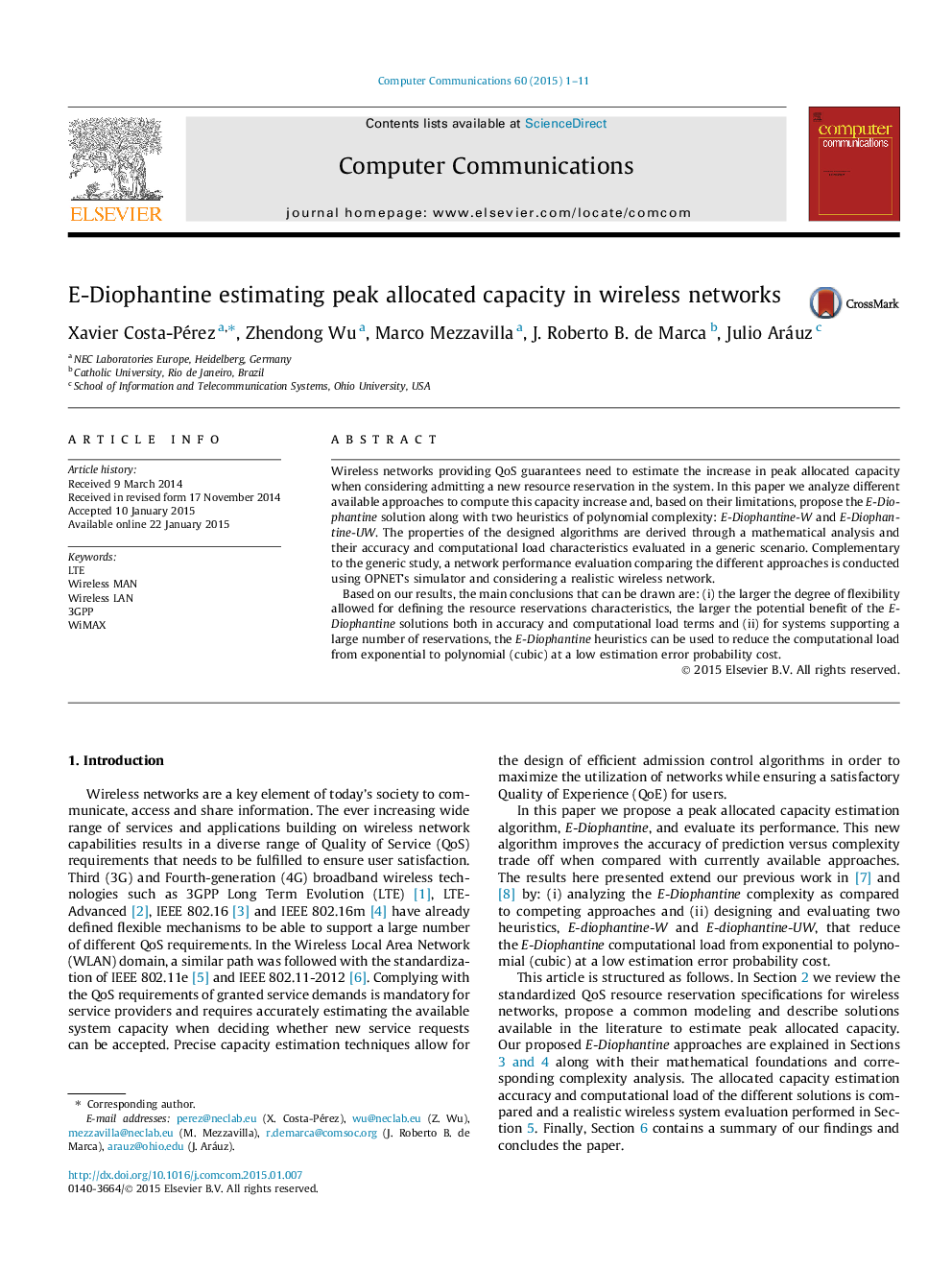 E-Diophantine estimating peak allocated capacity in wireless networks