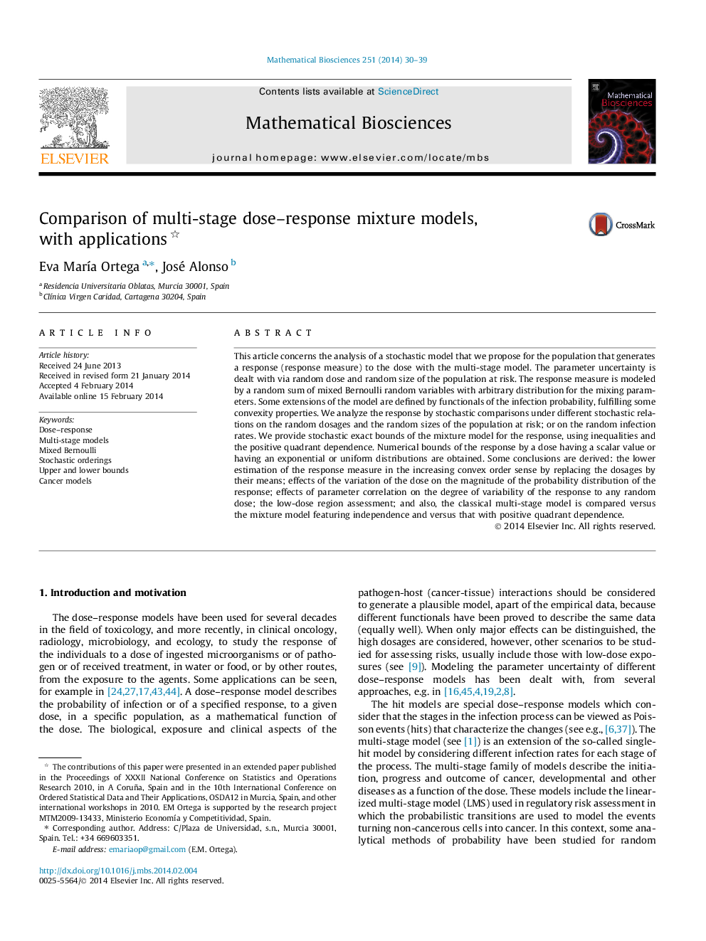 Comparison of multi-stage dose–response mixture models, with applications 