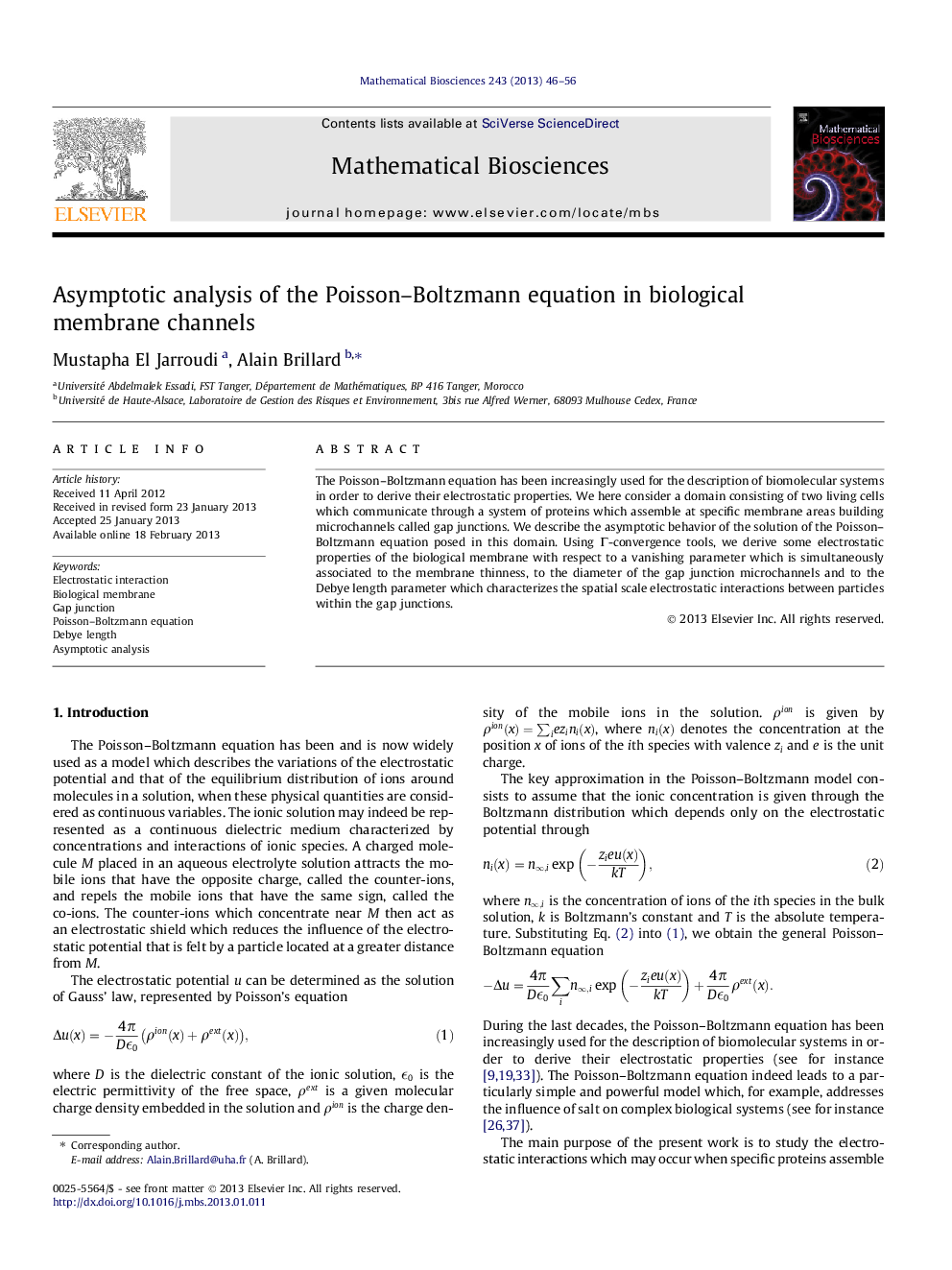 Asymptotic analysis of the Poisson–Boltzmann equation in biological membrane channels