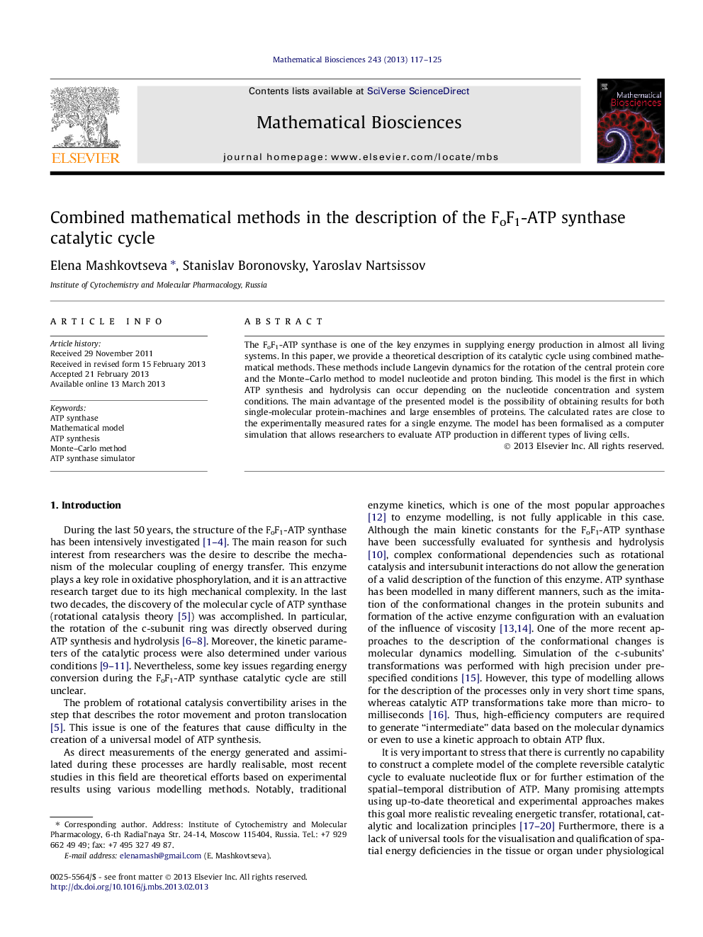 Combined mathematical methods in the description of the FoF1-ATP synthase catalytic cycle