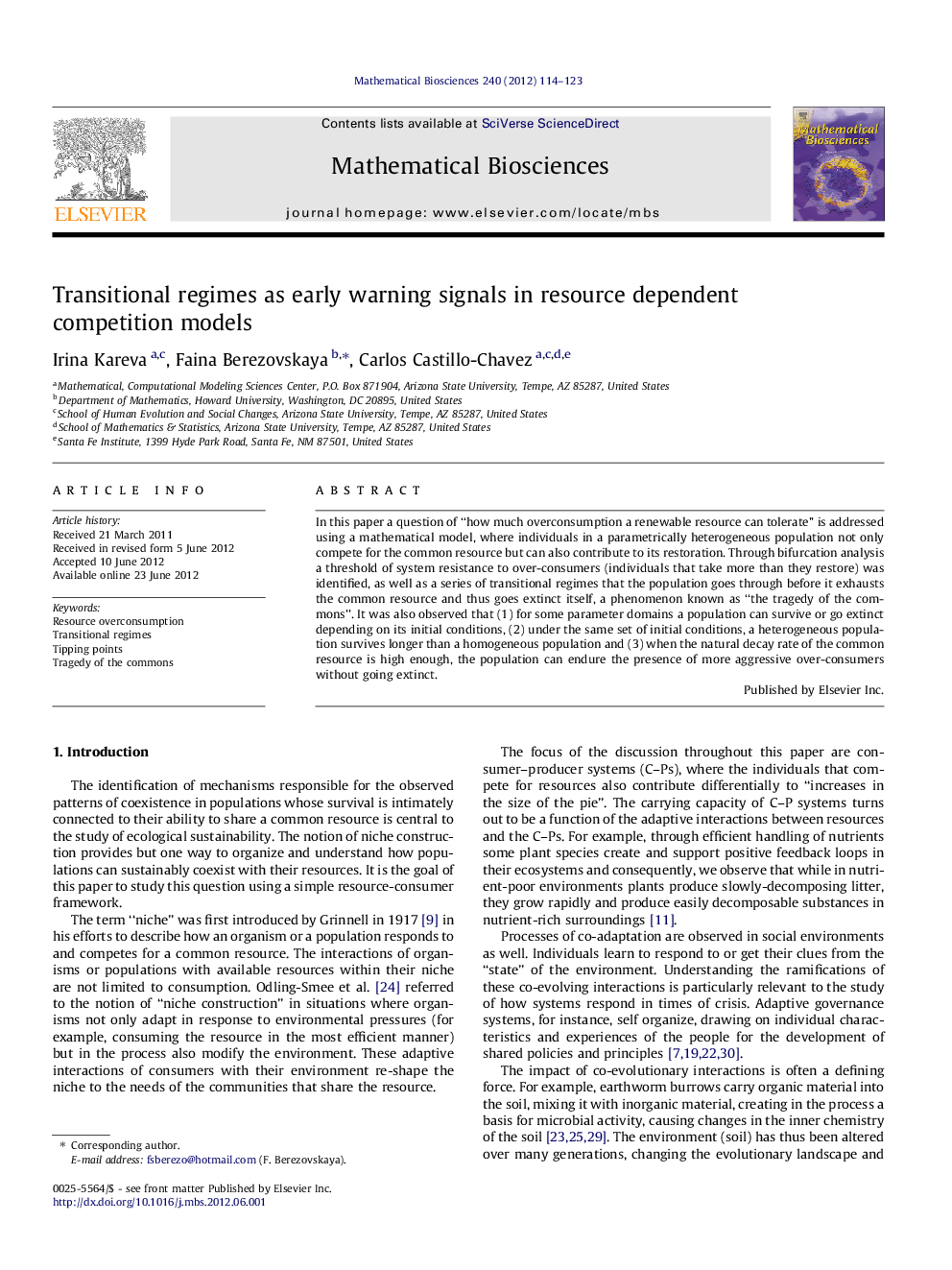 Transitional regimes as early warning signals in resource dependent competition models