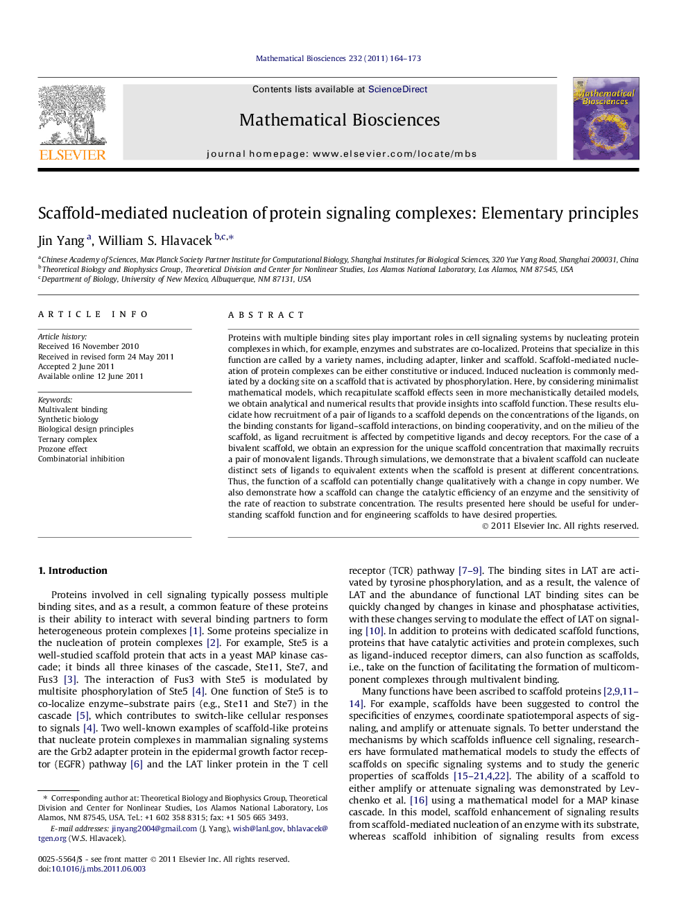 Scaffold-mediated nucleation of protein signaling complexes: Elementary principles