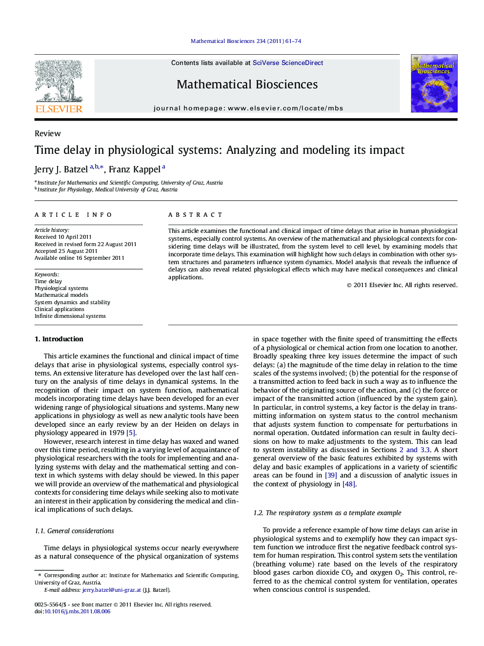 Time delay in physiological systems: Analyzing and modeling its impact