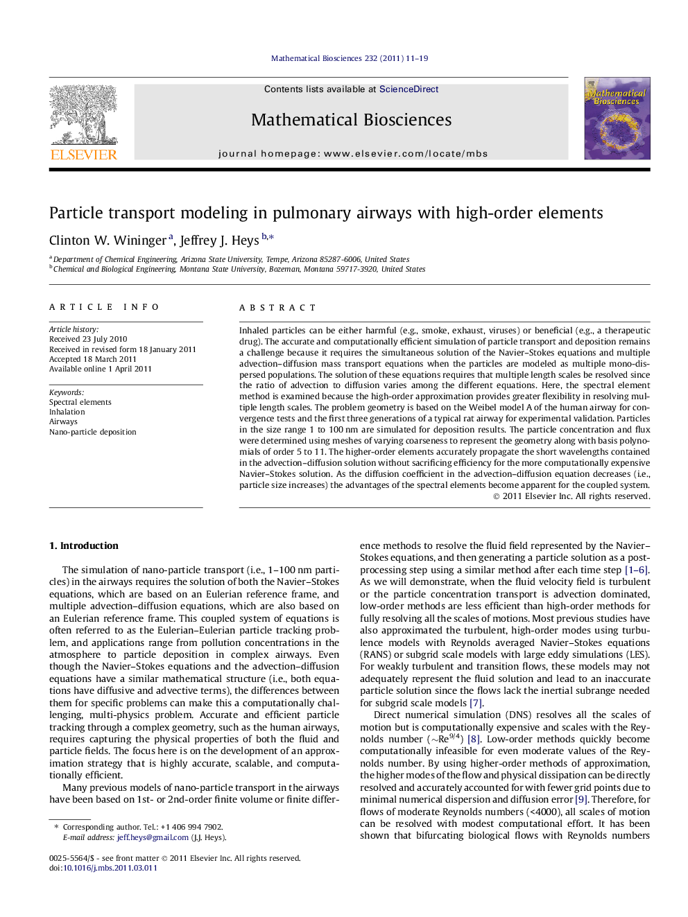 Particle transport modeling in pulmonary airways with high-order elements