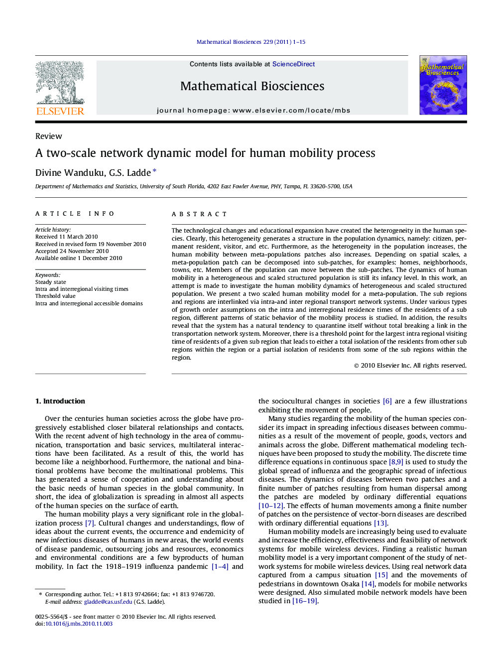 A two-scale network dynamic model for human mobility process