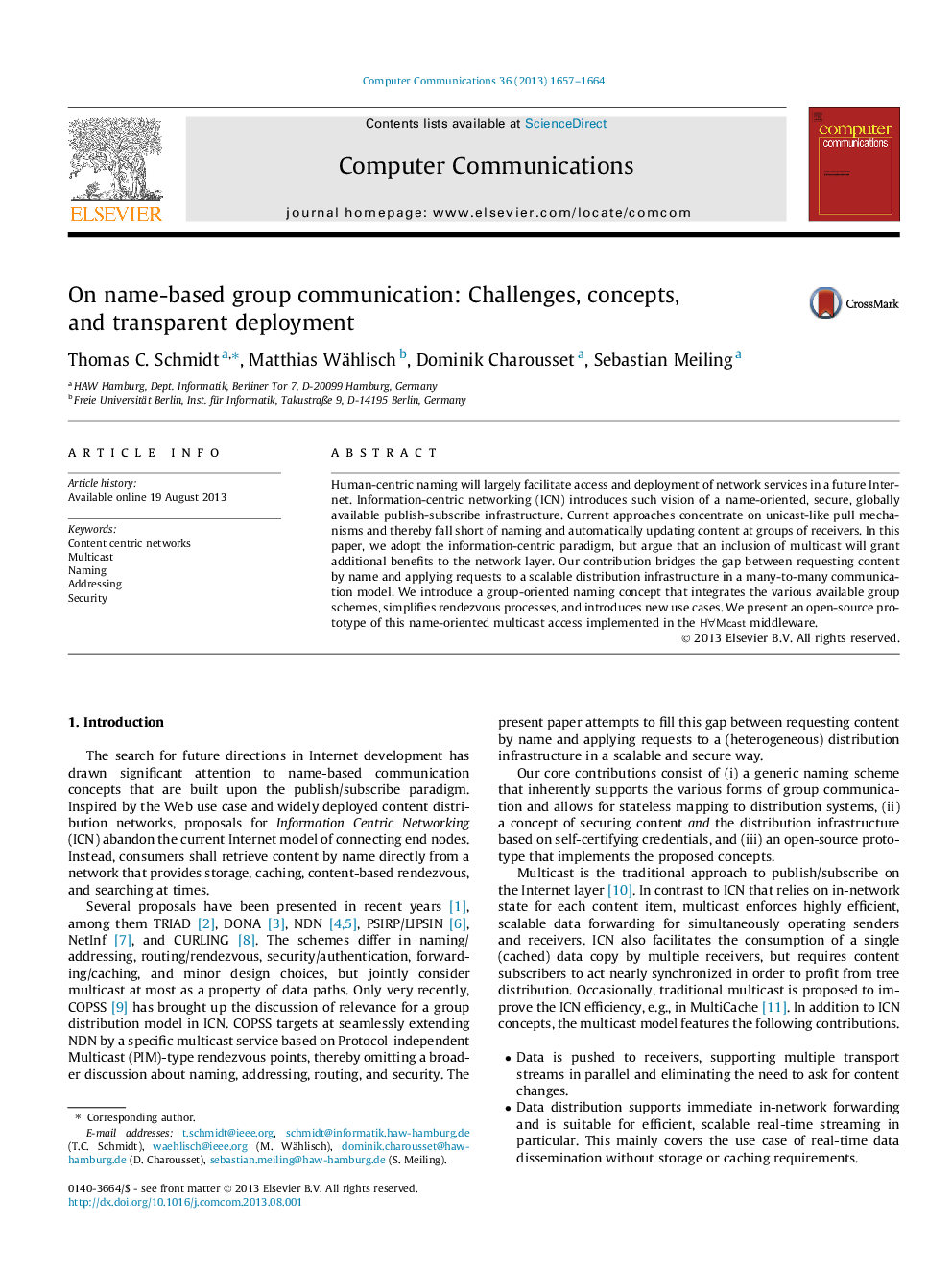 On name-based group communication: Challenges, concepts, and transparent deployment