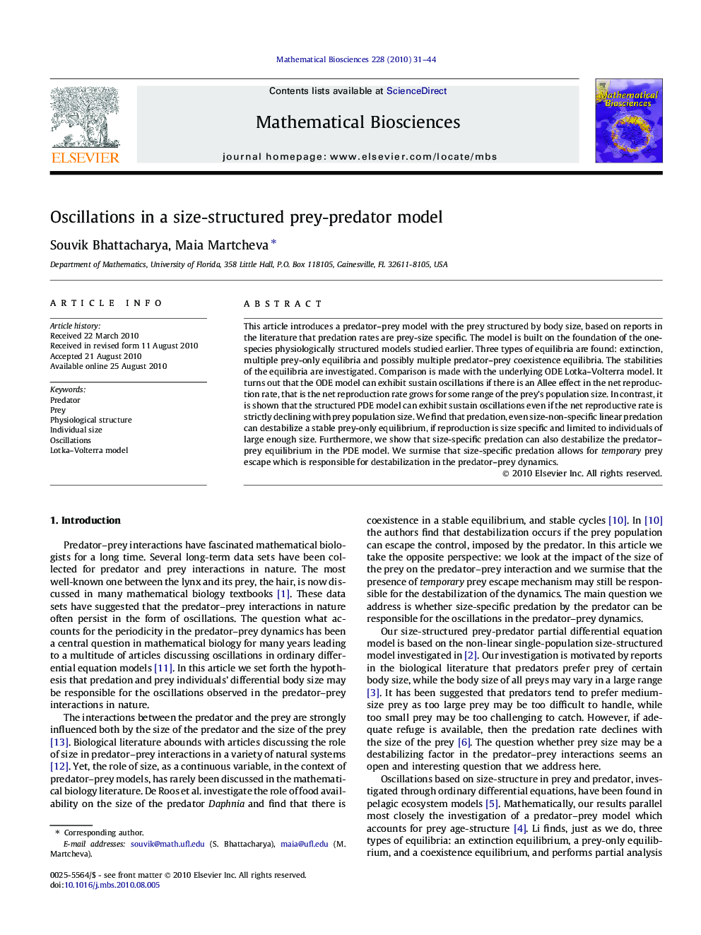 Oscillations in a size-structured prey-predator model