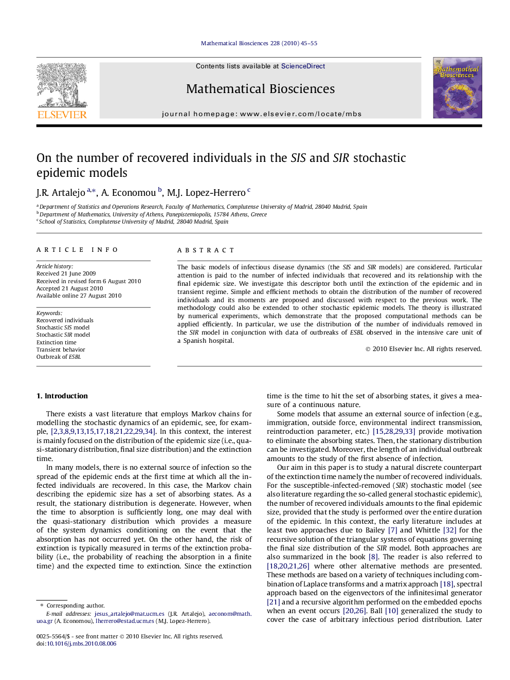 On the number of recovered individuals in the SIS and SIR stochastic epidemic models