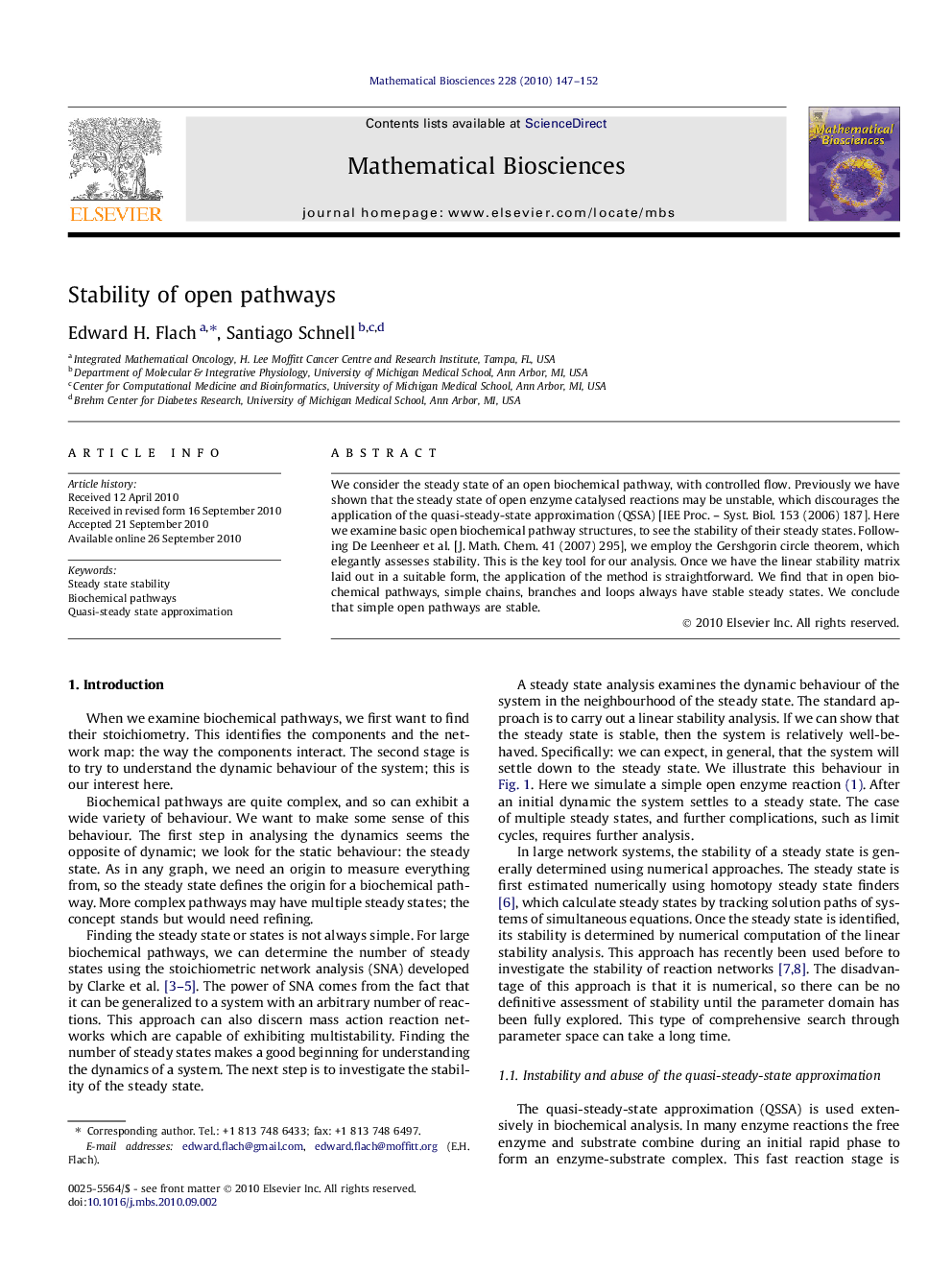 Stability of open pathways