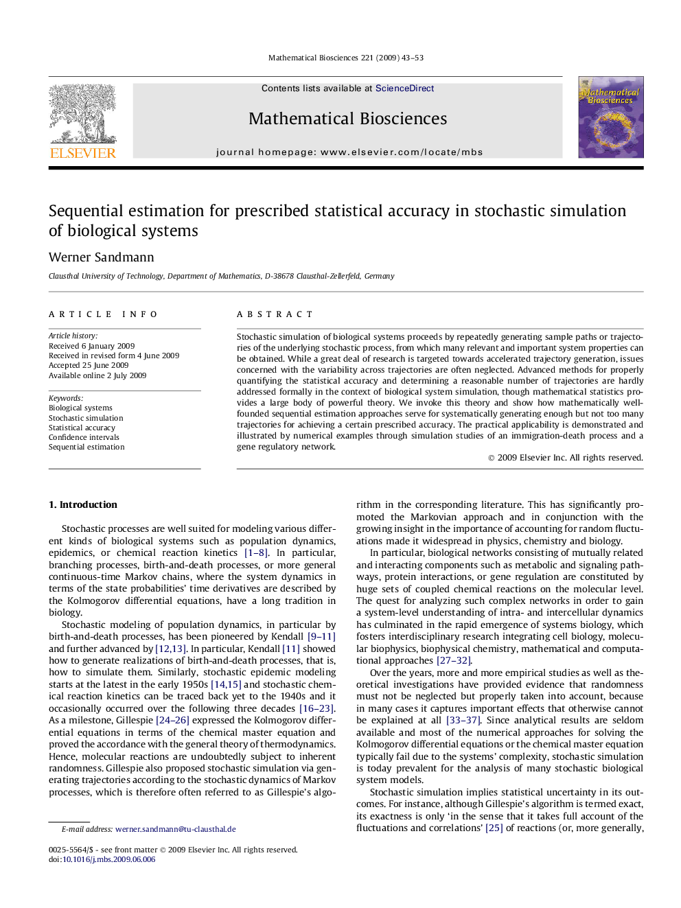 Sequential estimation for prescribed statistical accuracy in stochastic simulation of biological systems