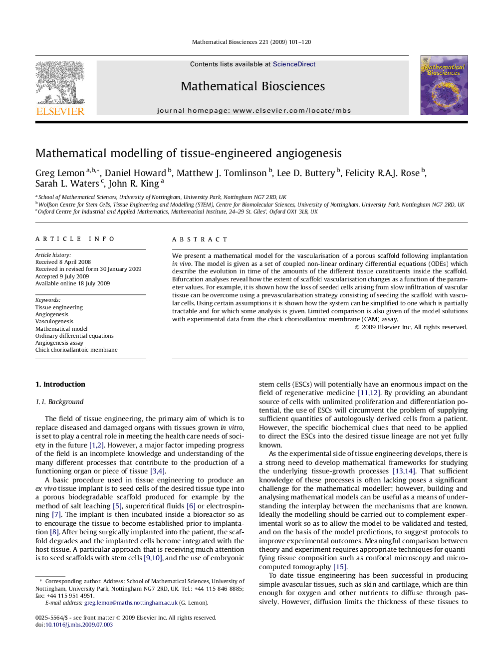 Mathematical modelling of tissue-engineered angiogenesis