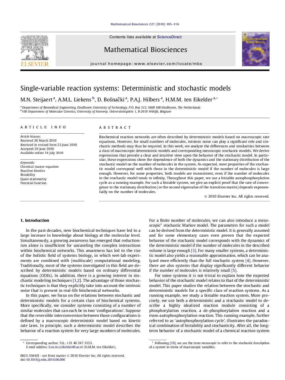 Single-variable reaction systems: Deterministic and stochastic models